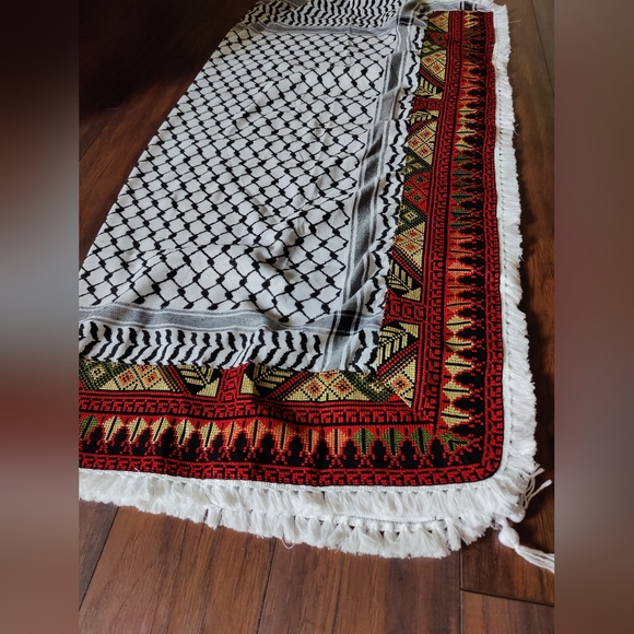 Kuffiya original  Palestinian Elegant Embroidery keffiyeh With Handmade hadab… - Picture 4 of 5